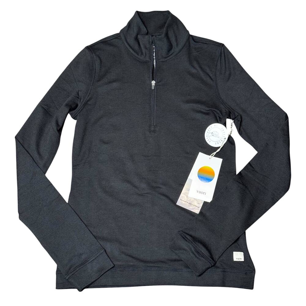 Vuori Women's Halo Essential Half Zip, Black Heather, Size XS
